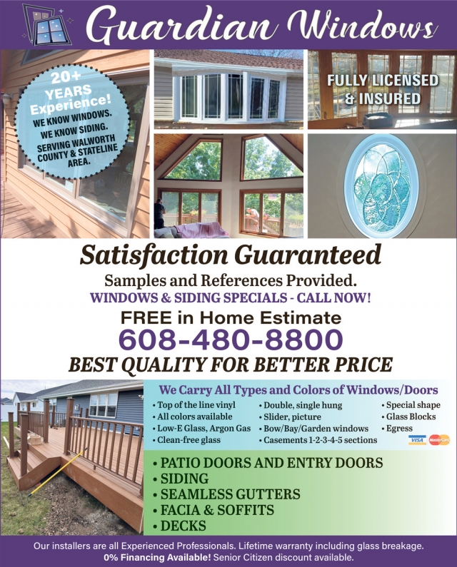 Windows - Siding, Guardian Windows & Doors, Walworth, WI