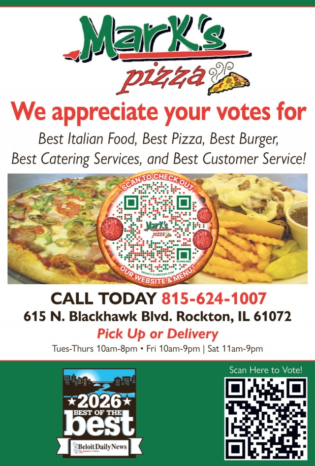 Best Italian Food, Best Pizza, Best Burger, Mark's Pizza, Rockton, IL