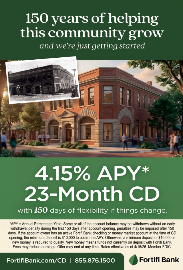 4.15% APY* 23-Month CD, Fortifi Bank, Green Lake, WI
