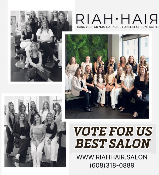 Vote Us for Best Salon, RIAH.HAIR Salon, Sun Prairie, WI