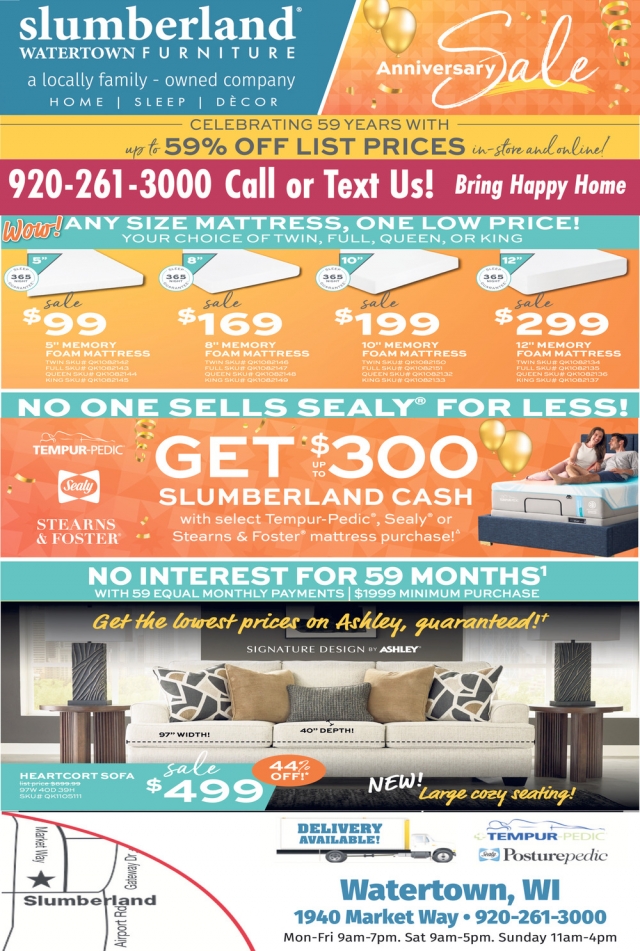 Anniversary Sale, Slumberland Furniture - Watertown, Watertown, WI