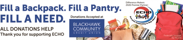 Fill a Backpack. Fill a Pantry, Blackhawk Community Credit Union, Stoughton, WI