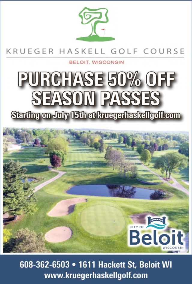 Purchase 50% Off Season Passes, Krueger-Haskell Golf Course, Beloit, WI