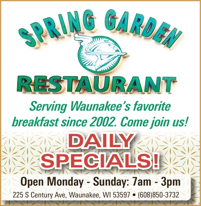 Serving Waunakee's Favorite Breakfast, Spring Garden Restaurant, Waunakee, WI