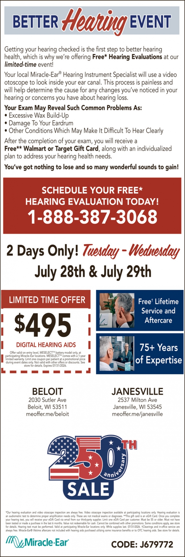Better Hearing Event    , Miracle Ear, Monroe, WI
