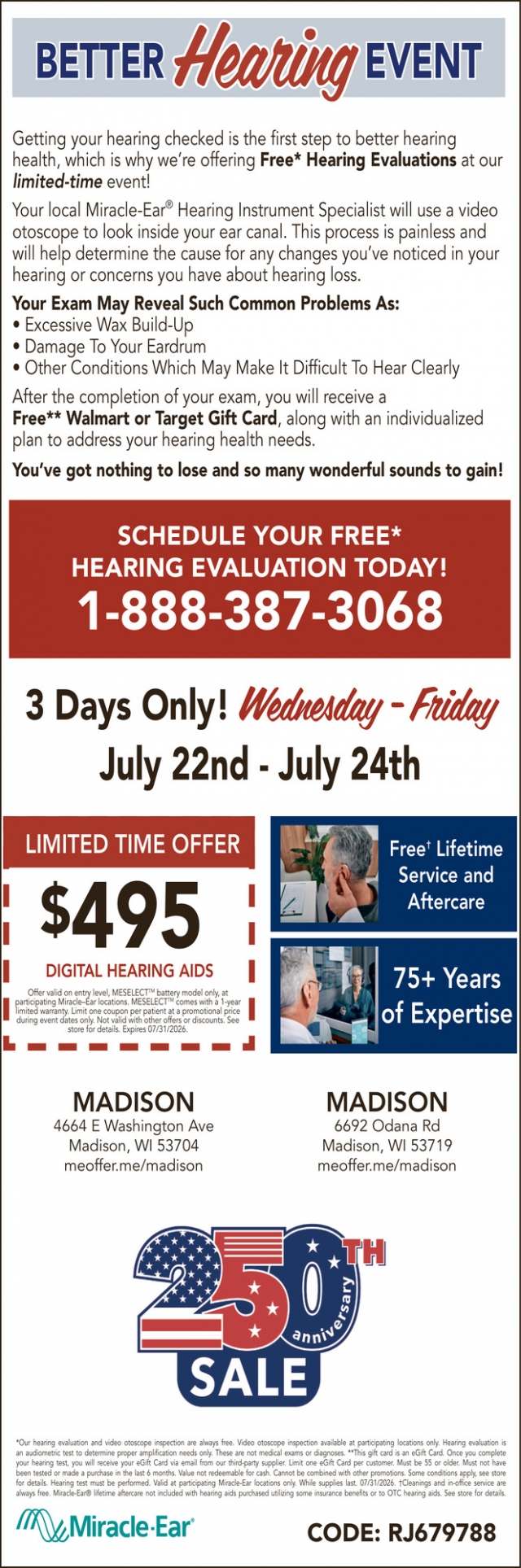 Better Hearing Event , Miracle Ear, Monroe, WI