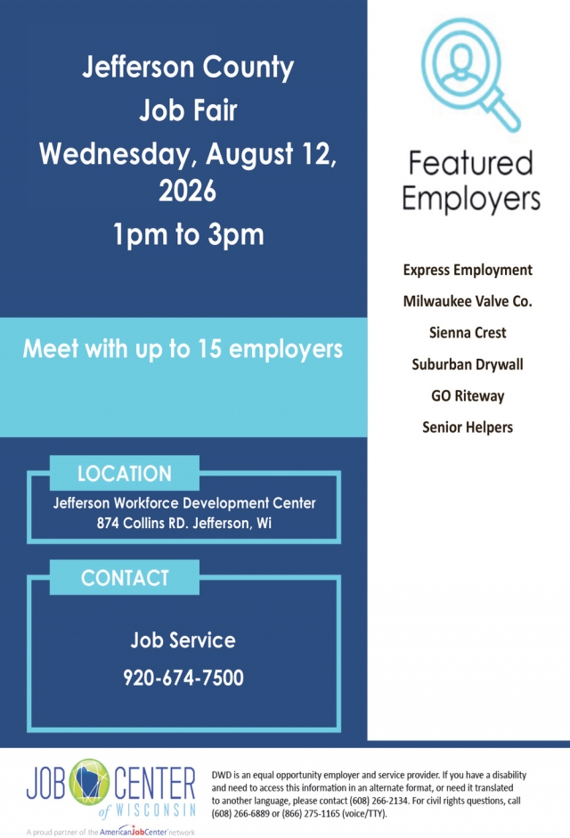 Job Fair, Job Center of Wisconsin Job Fair (August 12, 2026)