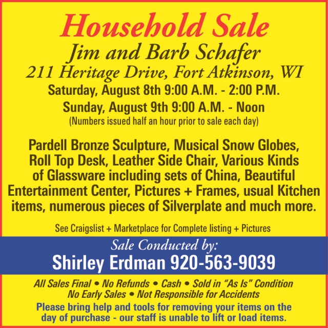 Estate Sale, Shirley Erdman Estate Sales, Fort Atkinson, WI