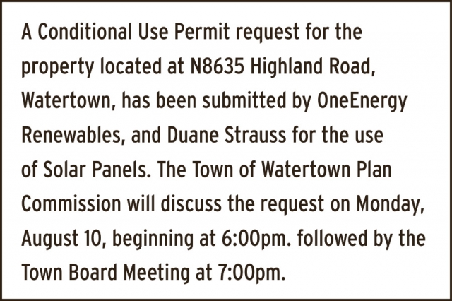 Town Board Meeting, Town of Watertown, Watertown, WI
