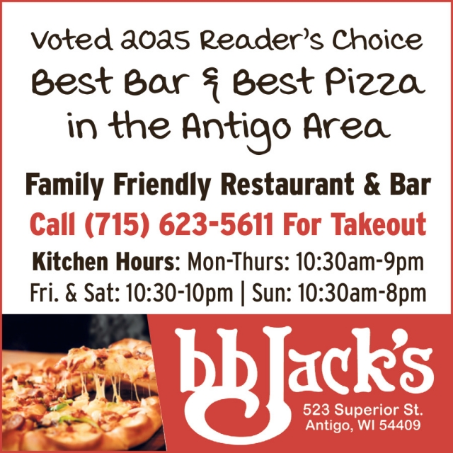 Best Bar & Best Pizza in the Antigo Area, BB Jack's, Deforest, WI