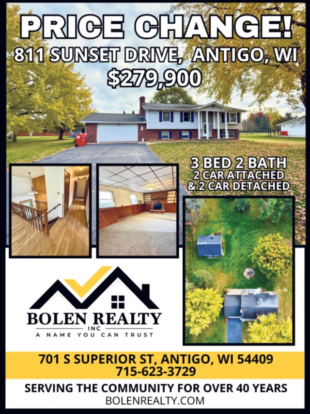 Price Change!, Bolen Realty, Antigo, WI