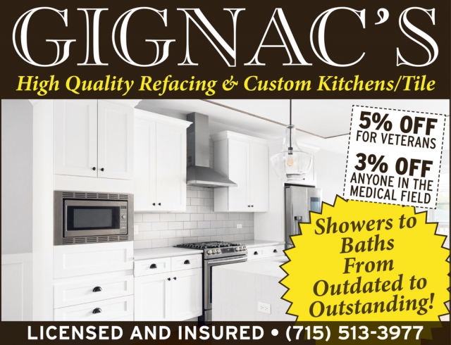 High Quality Refacing & Custom Kitchens/Tile, Gignac's, Marinette, WI