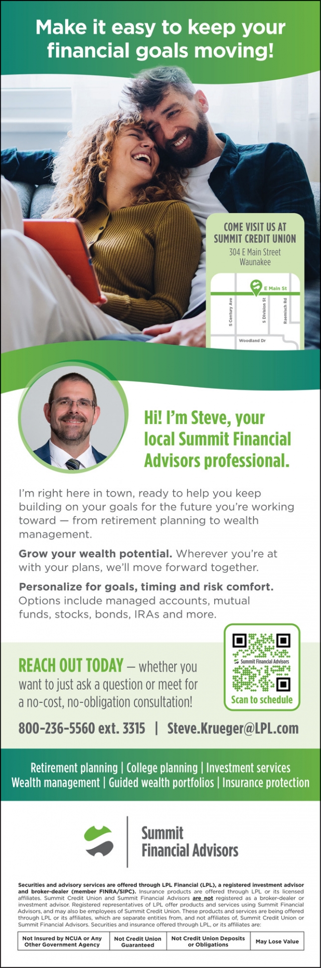 Make It Easy to Keep Your Financial Goals Moving, Summit Credit Union, Milwaukee, WI