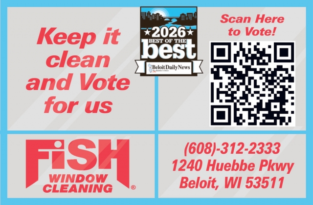 Keep It Clean and Vote for Us, Fish Window Cleaning, Beloit, WI