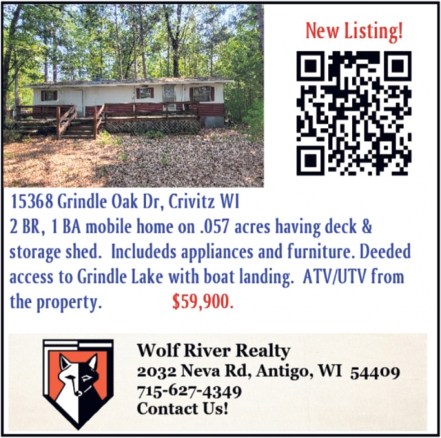 New Listing!, Wolf River Realty, Antigo, WI