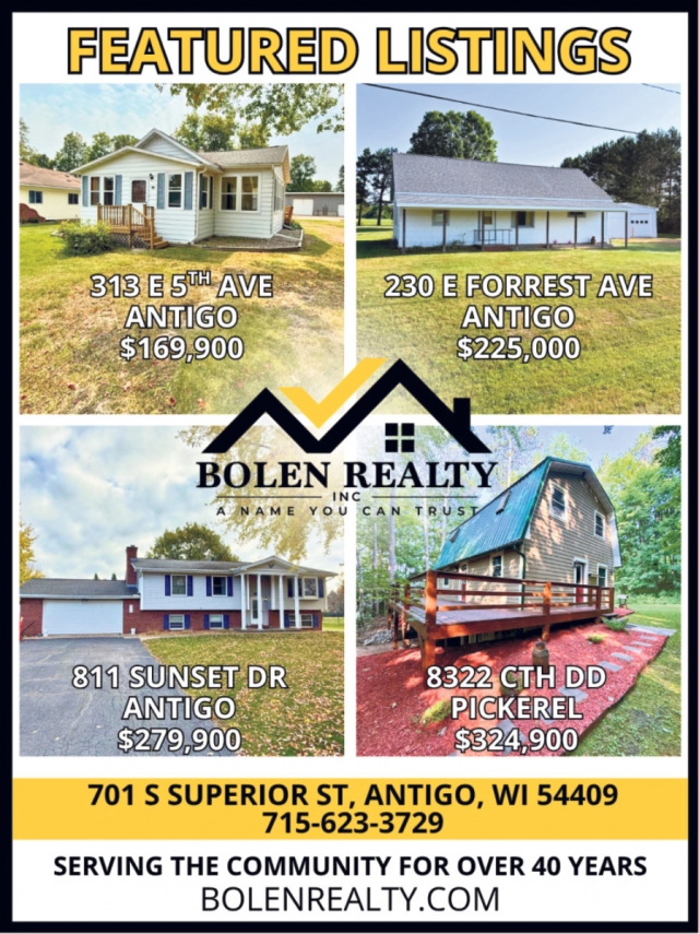 Featured Listings, Bolen Realty, Antigo, WI