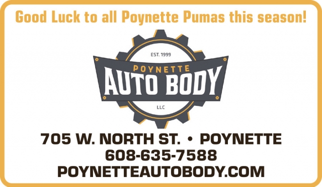 Good Luck to all Poynette Pumas this season!, Poynette Auto Body, LLC, Poynette, WI
