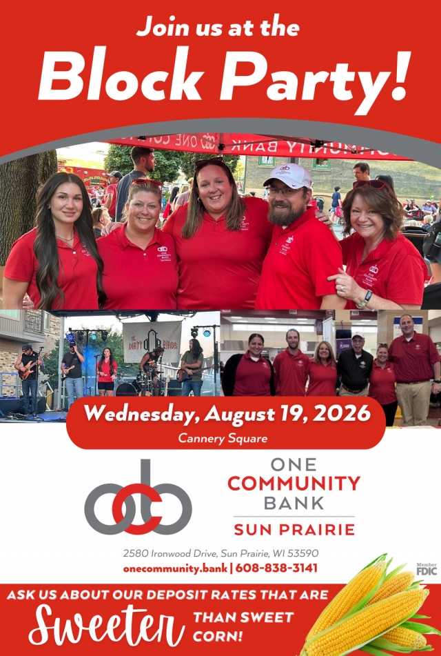 Join us at the Block Party!, Waunakee Community Bank, Waunakee, WI