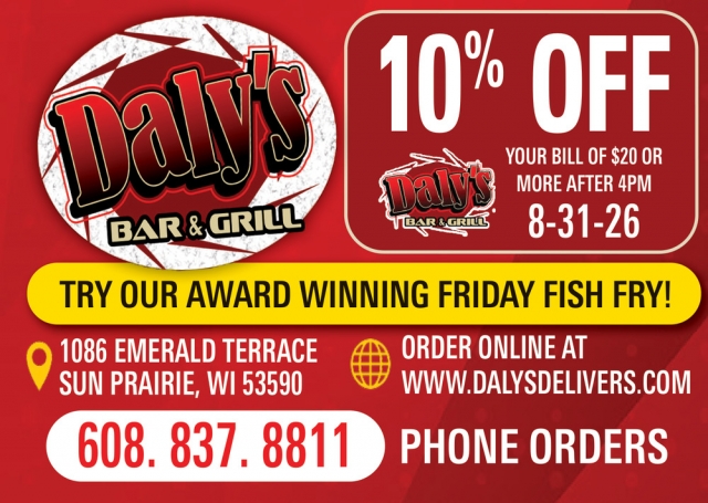 10% Off , Daly's Bar & Grill, Sun Prairie, WI