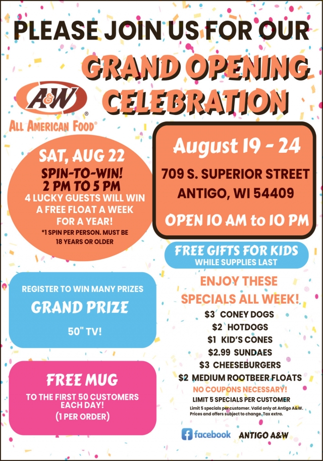 Grand Opening Celebration, A&W - Antigo, Antigo, WI