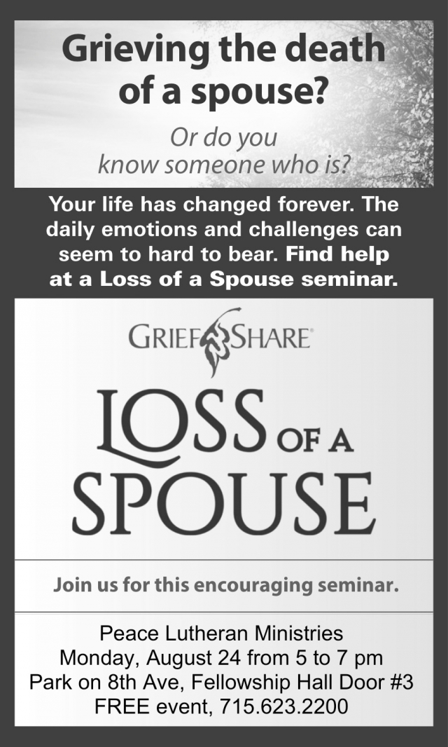 Grieving the Death of a Spouse? , Peace Lutheran Church - Antigo, Antigo, WI