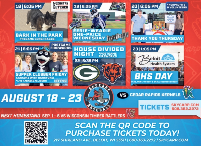 Event Schedule, Beloit Snappers, Beloit, WI