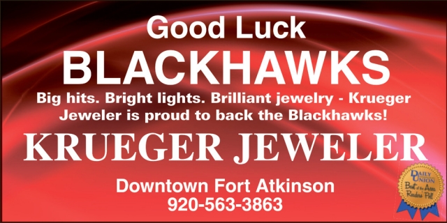 Good Luck Blackhawks, Krueger Jeweler, Fort Atkinson, WI