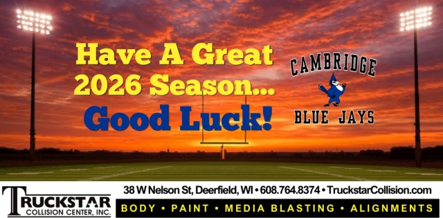 Good Luck! Cambridge Blue Jays, Truckstar Collision Center, Inc., Deerfield, WI