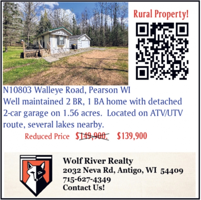 New Listing!, Wolf River Realty, Antigo, WI