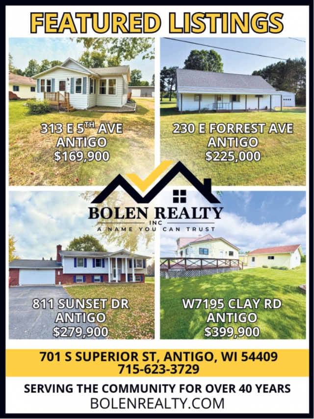 Featured Listings, Bolen Realty, Antigo, WI