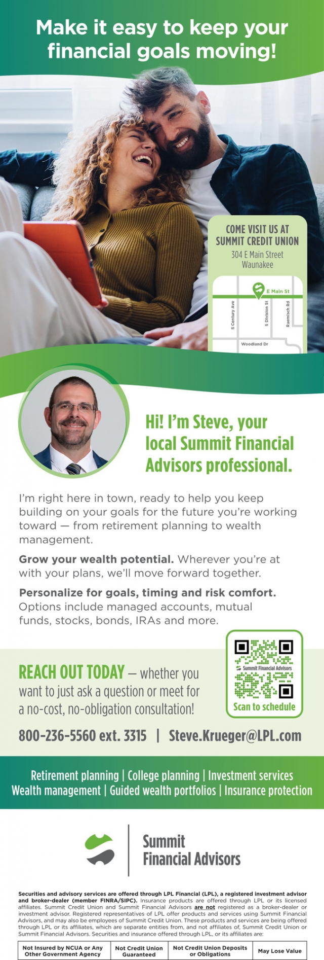 Make It Easy to Keep Your Financial Goals Moving, Summit Credit Union, Milwaukee, WI