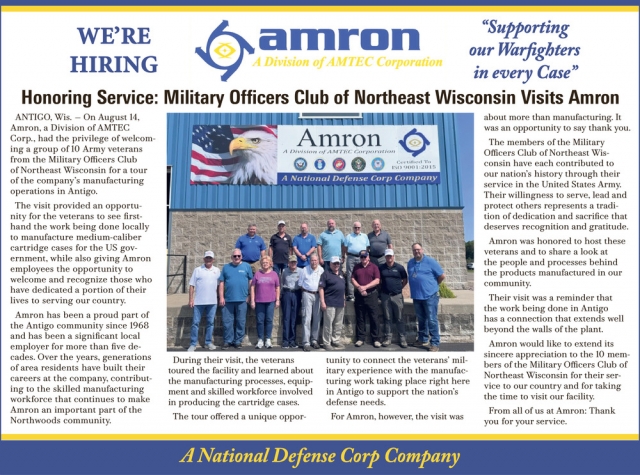A National Defense Corp Company, Amron, LLC, Antigo, WI