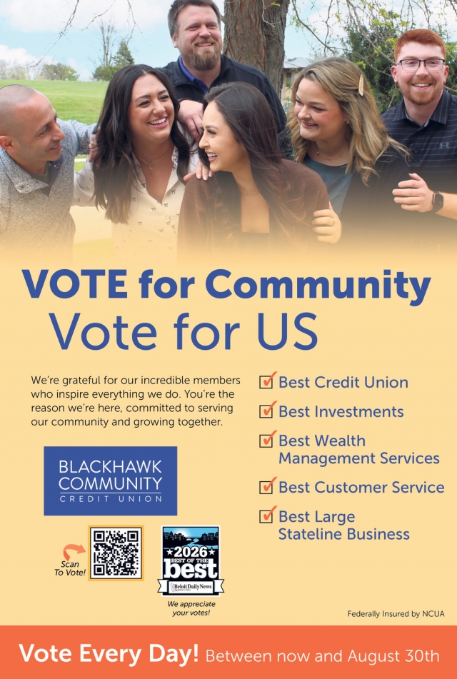 Vote for Us, Blackhawk Community Credit Union, Stoughton, WI