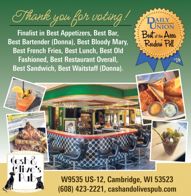 Thank You For Voting!, Cash & Olive's Pub