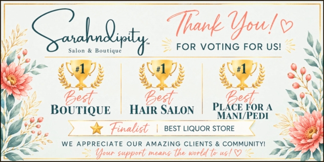 Thank You For Voting Us, Sarahndipity Salon & Boutique, LLC, Fort Atkinson, WI