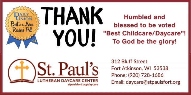 Best Childcare, St. Paul's Lutheran School & Preschool, Fort Atkinson, WI
