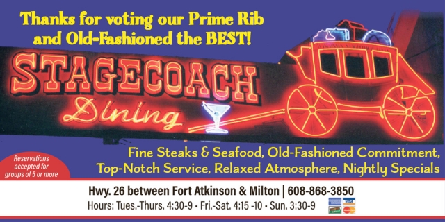 Best Prime Rib, Stagecoach Inn, Fort Atkinson, WI