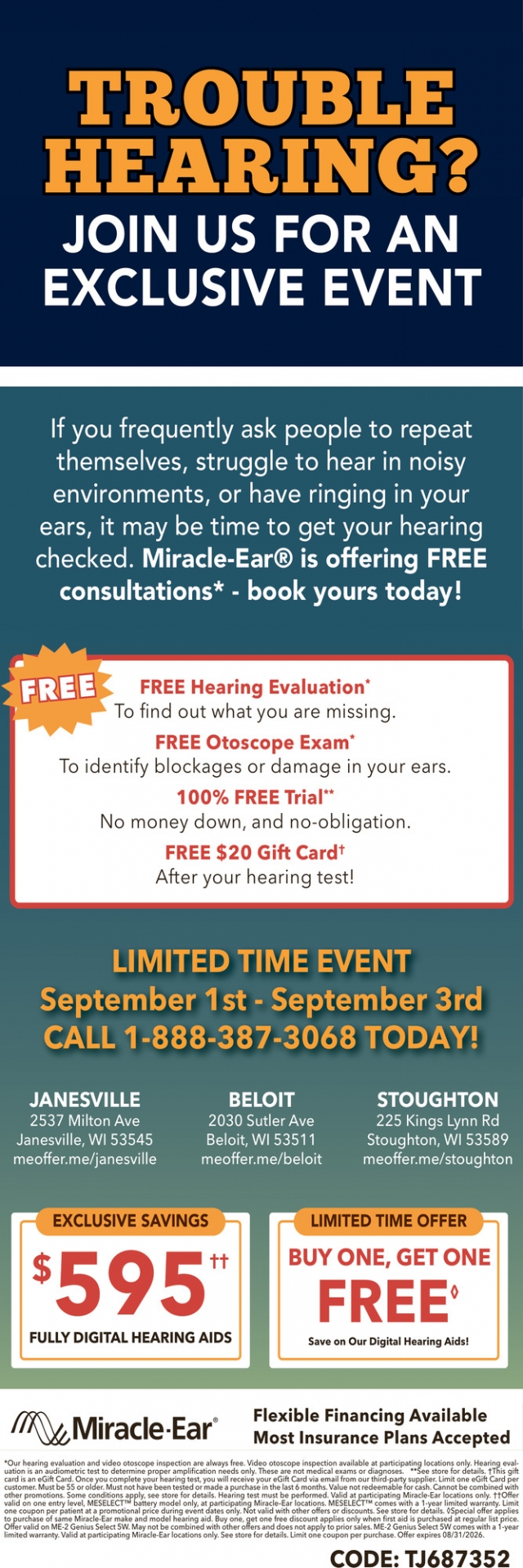 Trouble Hearing? Join Us for an Exclusive Event, Miracle Ear, Monroe, WI
