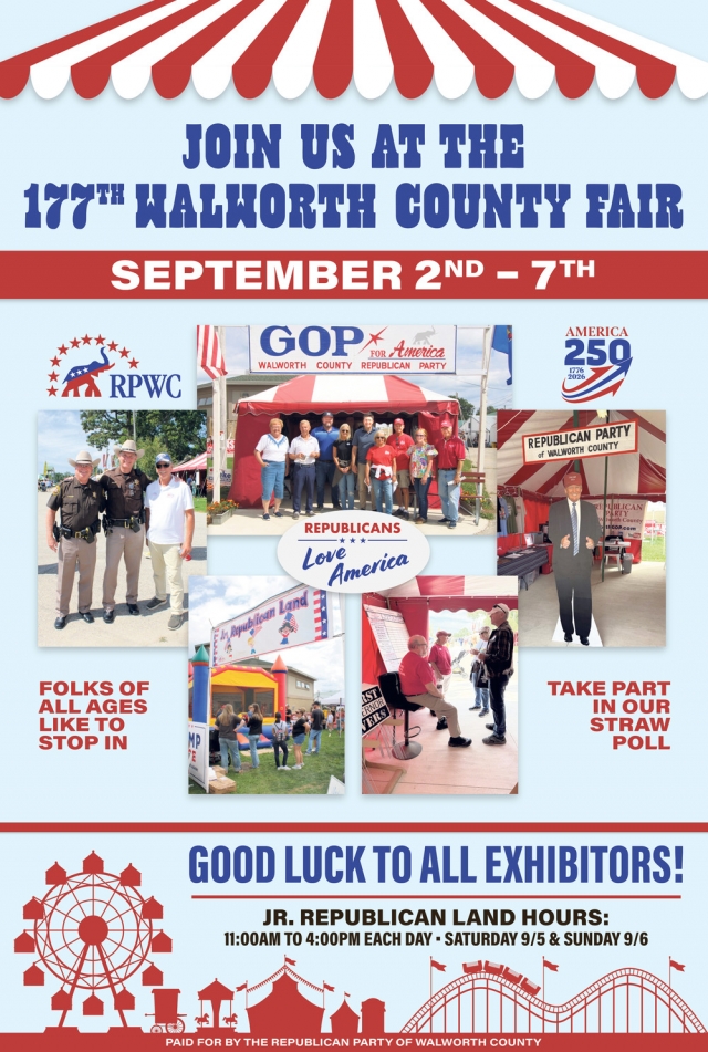 Join Us at the 174" Kalkorth County Fair, Republican Party of Walworth County, Elkhorn, WI