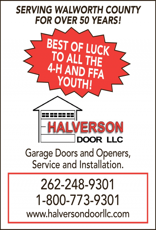 Best of Luck to All the 4-H and FFA Youth!, Halverson Door, LLC