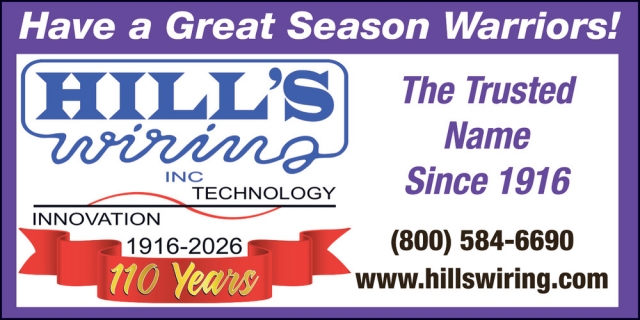 Have a Great Season Warriors!, Hill's Wiring, Inc., Baraboo, WI