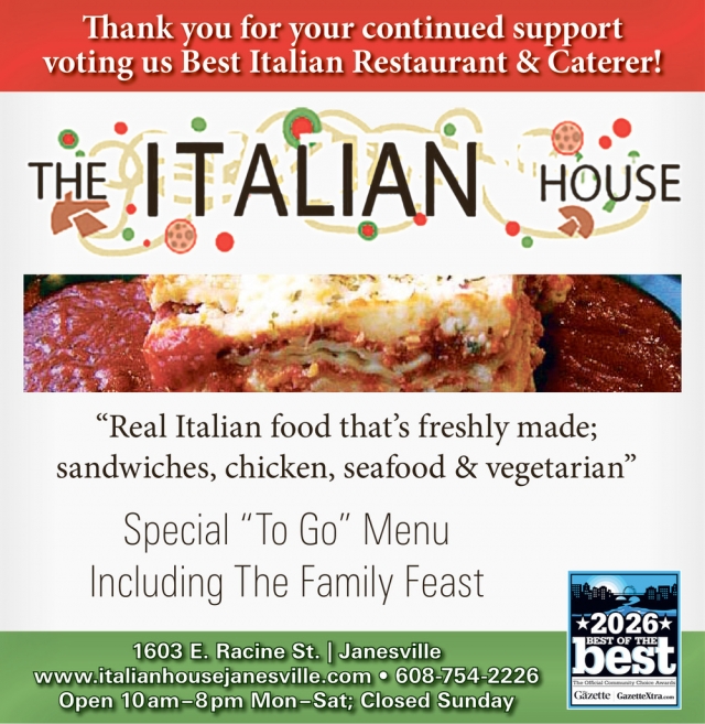 Best Italian Restaurant & Caterer!, The Italian House, Janesville, WI
