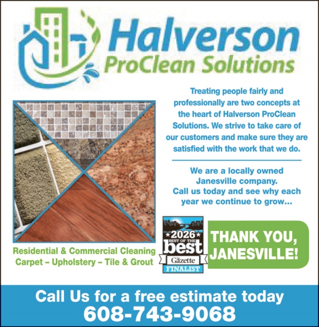 Residential & Commercial Cleaning, Halverson Proclean Solutions, Janesville, WI