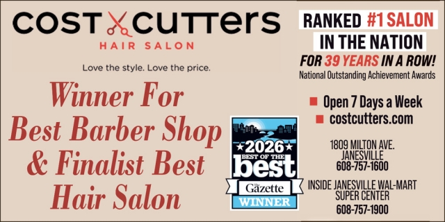 Ranked #1 Salon in the Nation, Cost Cutters , Janesville, WI