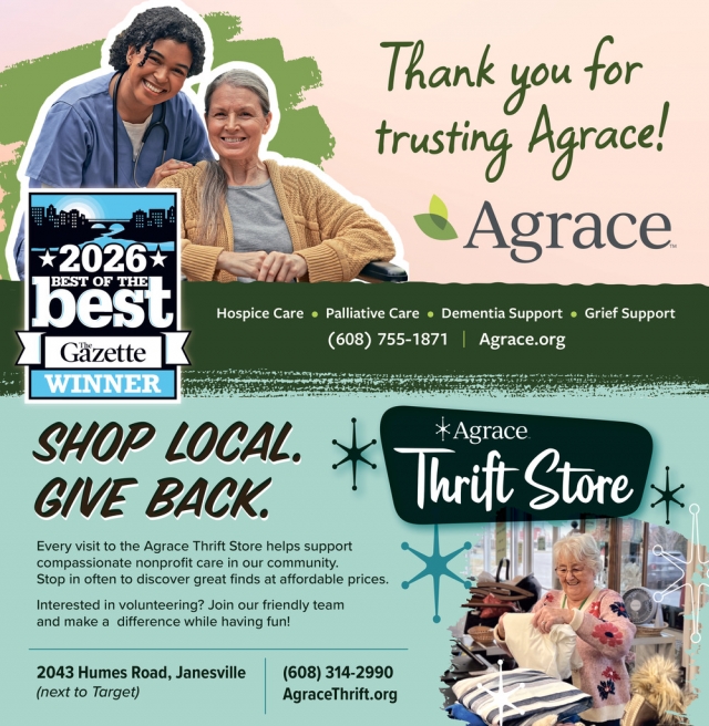 Thank you for trusting Agrace!, Agrace, Janesville, WI