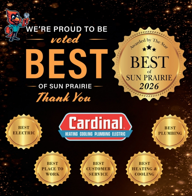 We're Proud To Be Voted Best Of Sun Prairie Thank You, Cardinal Heating & Air Conditioning, Sun Prairie, WI