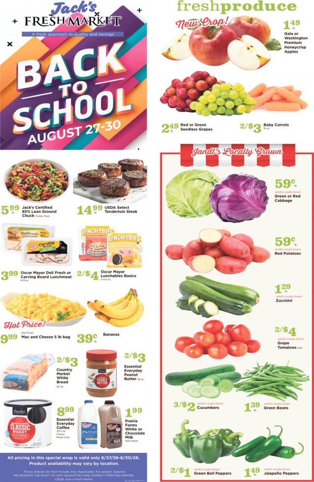 Back To School, Jack's Fresh Market, Menominee, MI