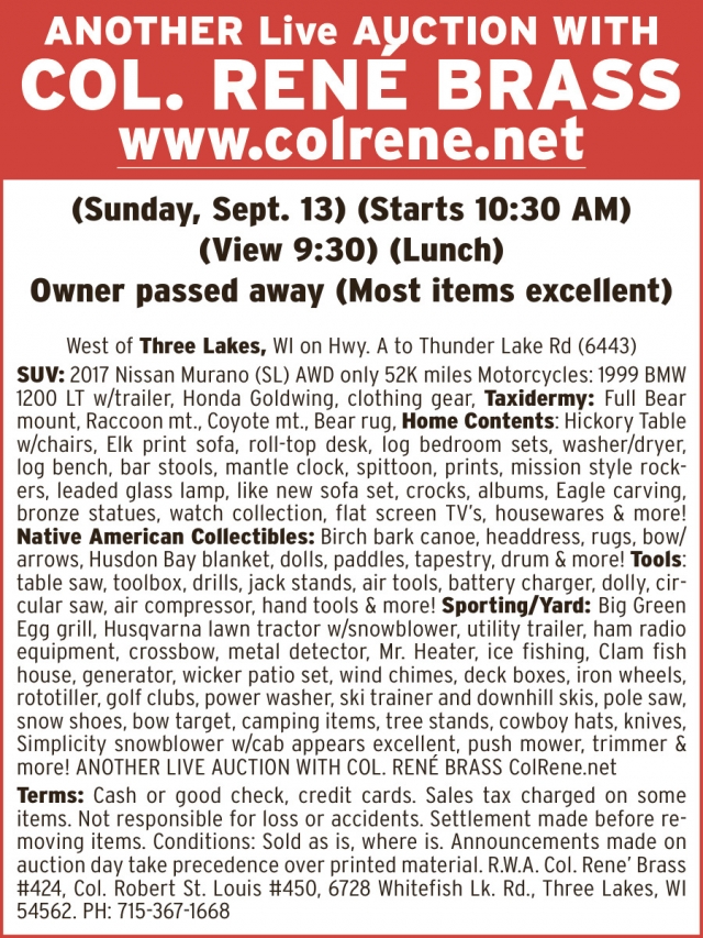 Another Live Auction, Col. Rene' Brass