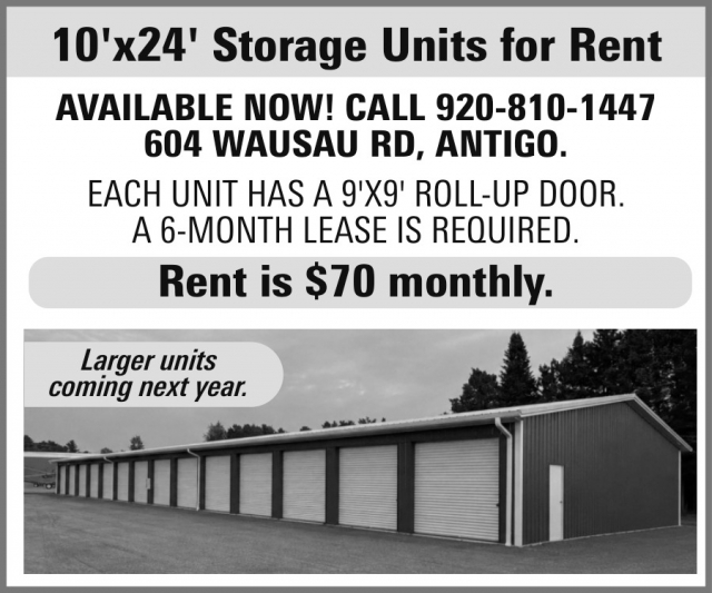 10'x24' Storage Units for Rent, 920-810-1447