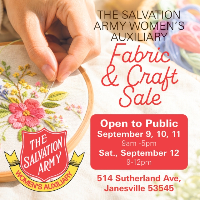 Fabric & Craft Sale, The Salvation Army, Janesville, WI